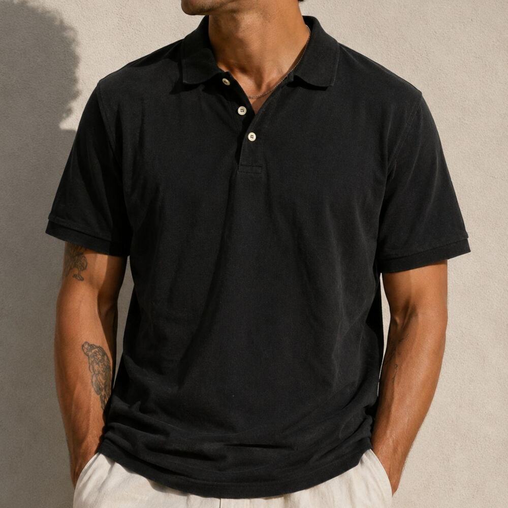 Club room black pique polo